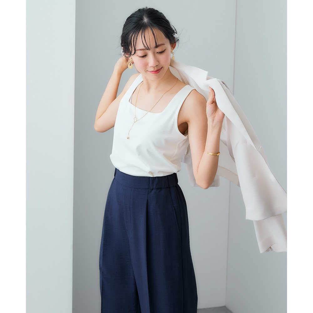 【選べる2タイプ】透け対策シルケット加工ダブルフロントタンクトップ 大きいサイズ16