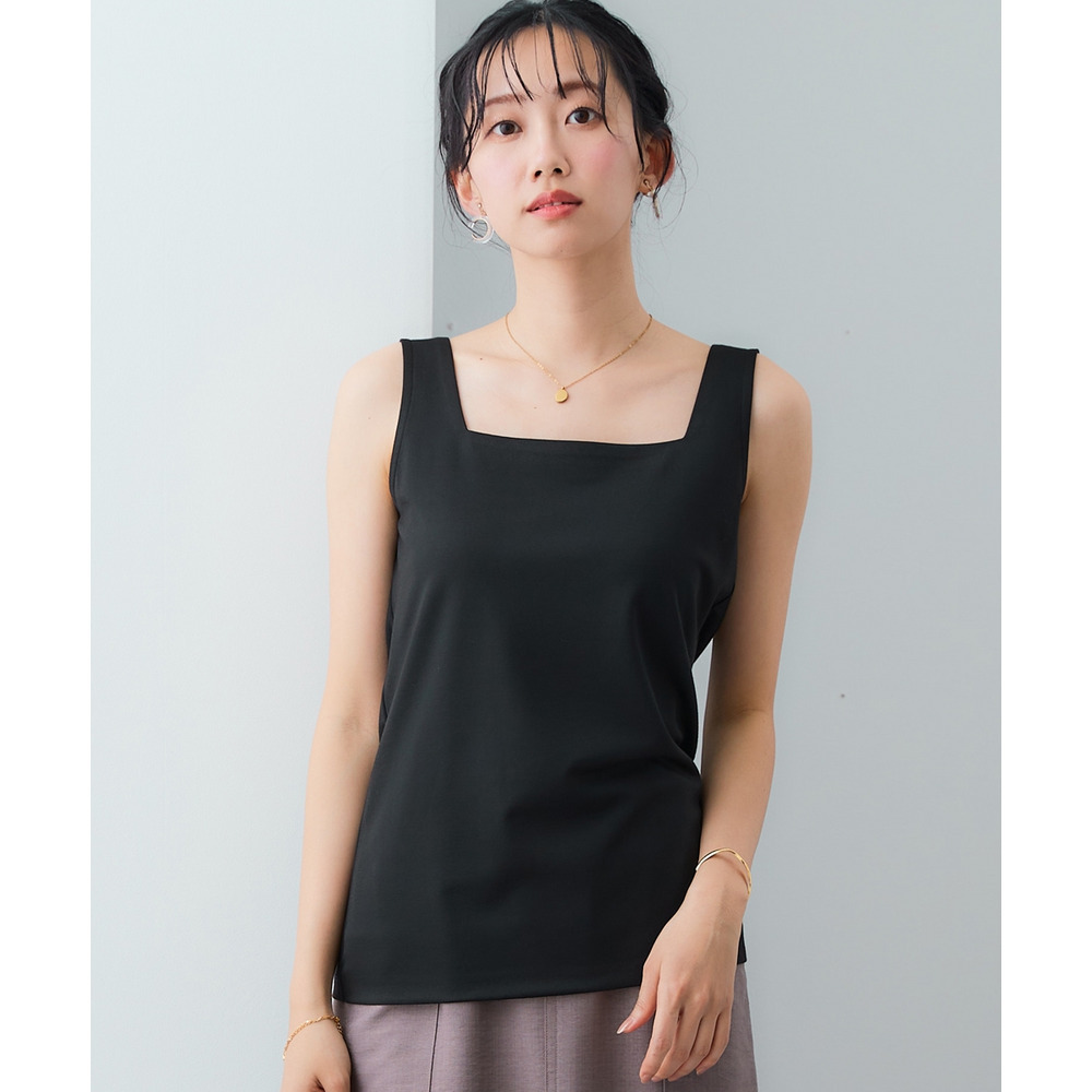 【選べる2タイプ】透け対策シルケット加工ダブルフロントタンクトップ 大きいサイズ1