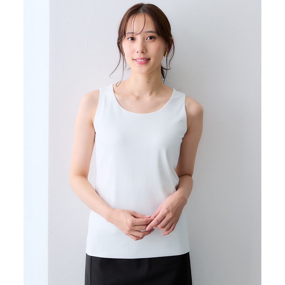 【選べる2タイプ】透け対策シルケット加工ダブルフロントタンクトップ 大きいサイズ1