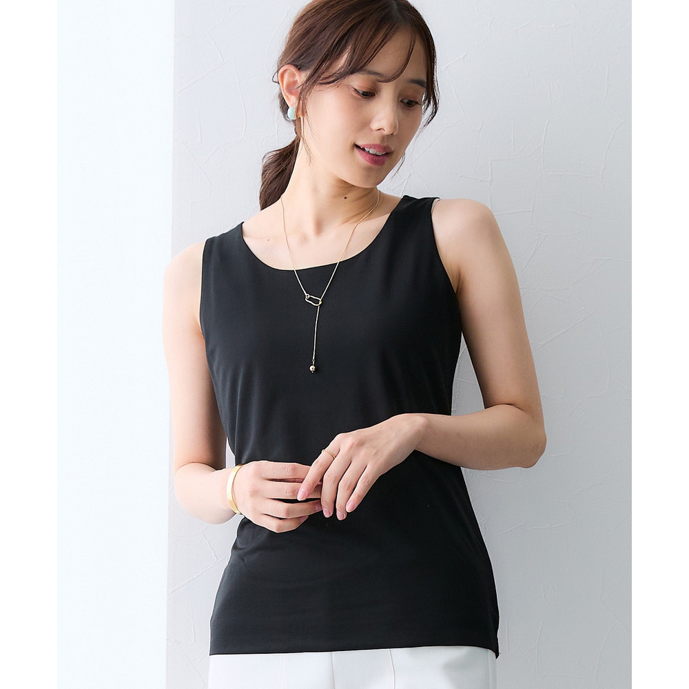 【選べる2タイプ】透け対策シルケット加工ダブルフロントタンクトップ 大きいサイズ1