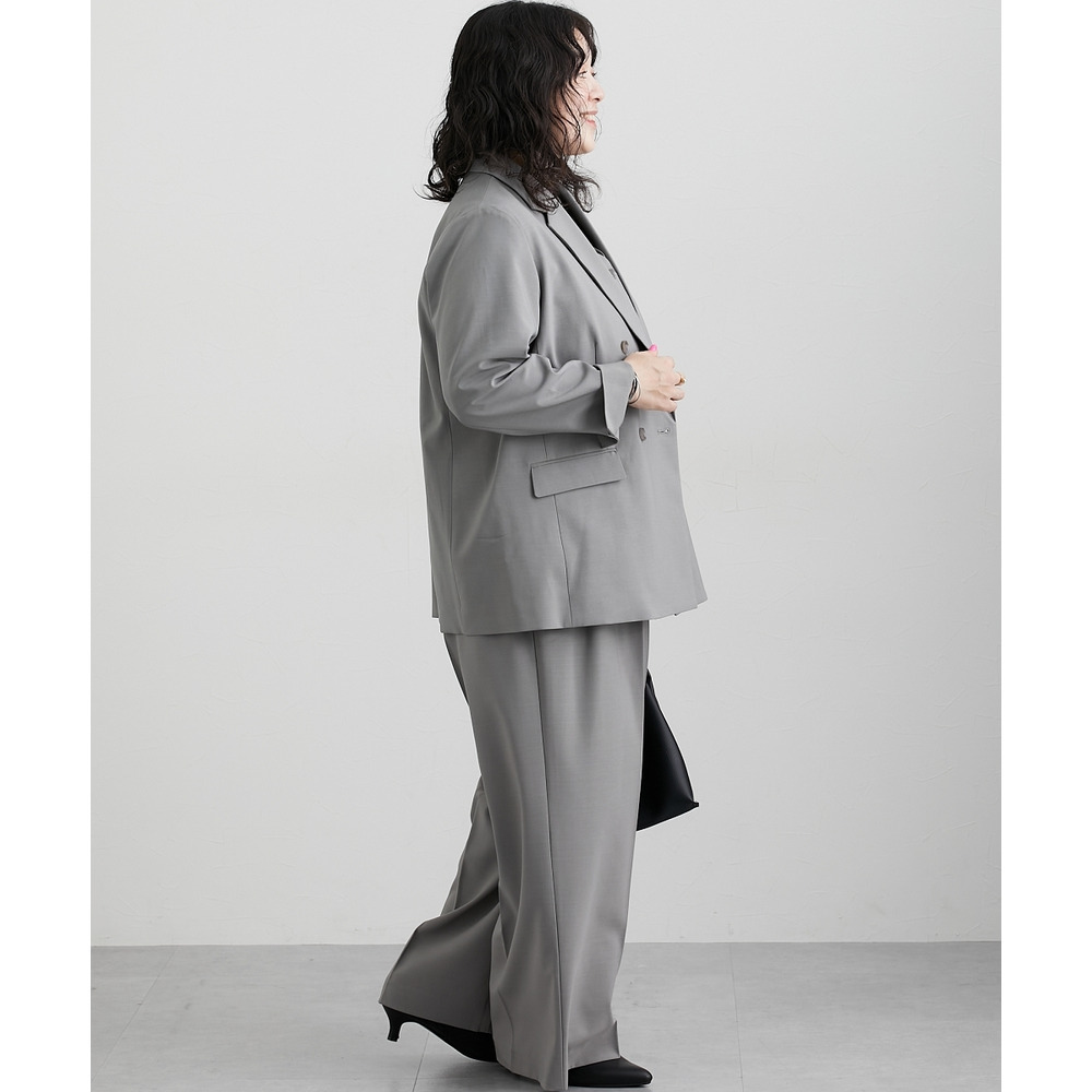 【みさとさんコラボ】ダブルブレストテーラードジャケット(しわになりにくい・UVカット) 大きいサイズ17