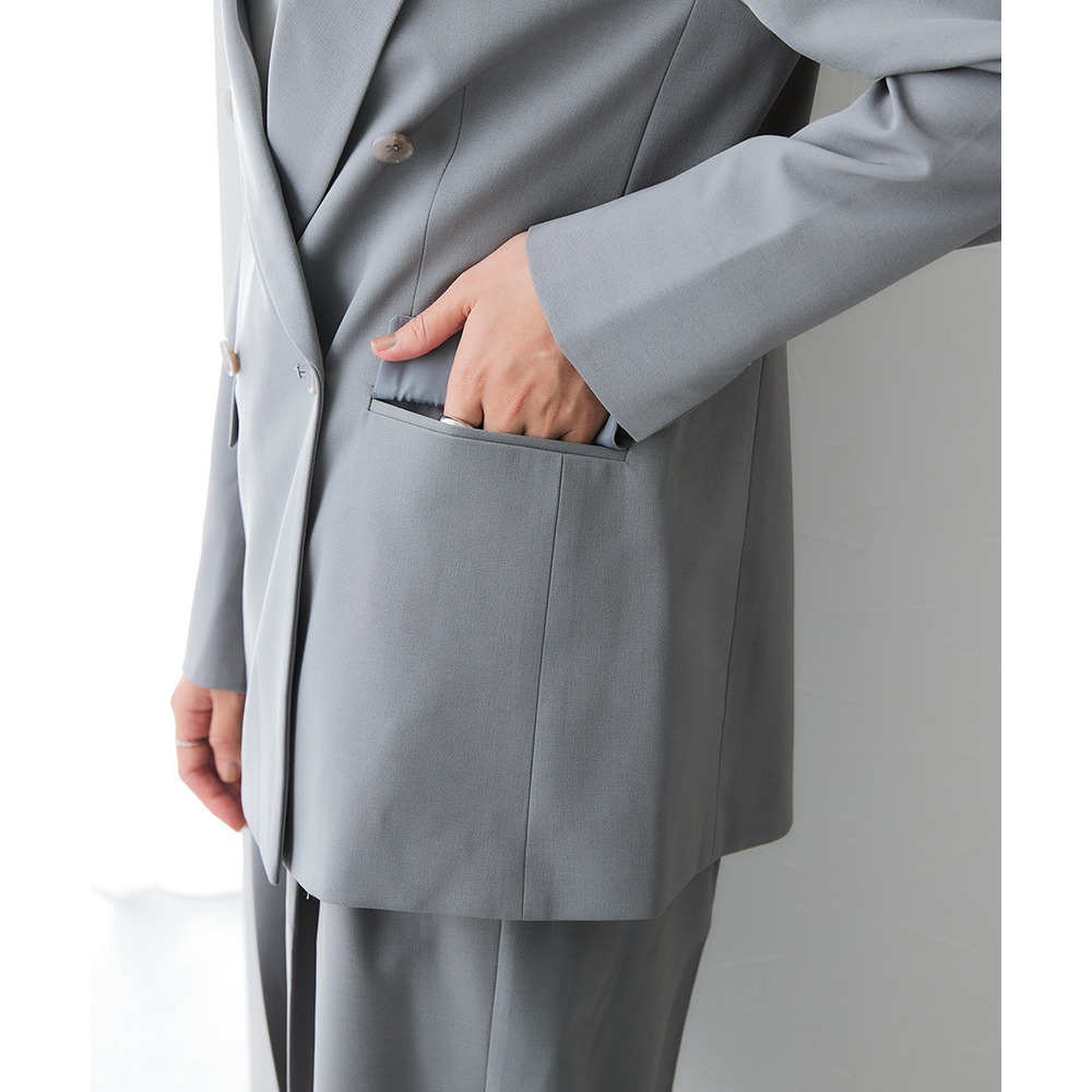 【みさとさんコラボ】ダブルブレストテーラードジャケット(しわになりにくい・UVカット) 大きいサイズ25