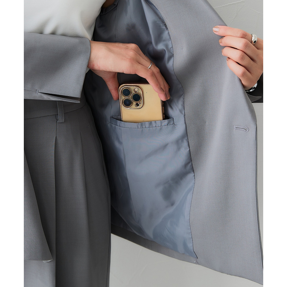 【みさとさんコラボ】ダブルブレストテーラードジャケット(しわになりにくい・UVカット) 大きいサイズ27