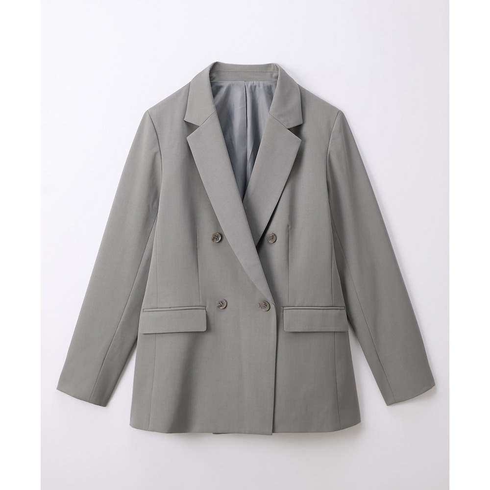 【みさとさんコラボ】ダブルブレストテーラードジャケット(しわになりにくい・UVカット) 大きいサイズ28