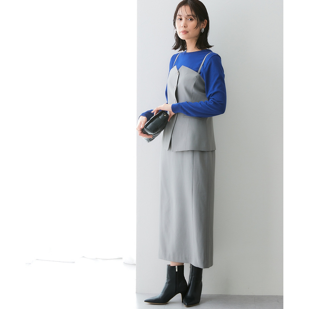 【みさとさんコラボ】フロントボタンビスチェ(しわになりにくい・UVカット) 大きいサイズ14