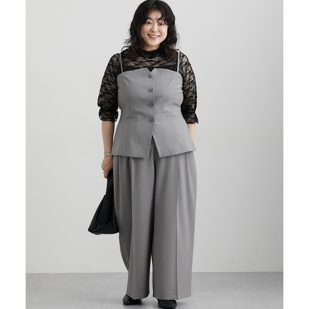 【みさとさんコラボ】フロントボタンビスチェ(しわになりにくい・UVカット) 大きいサイズ16