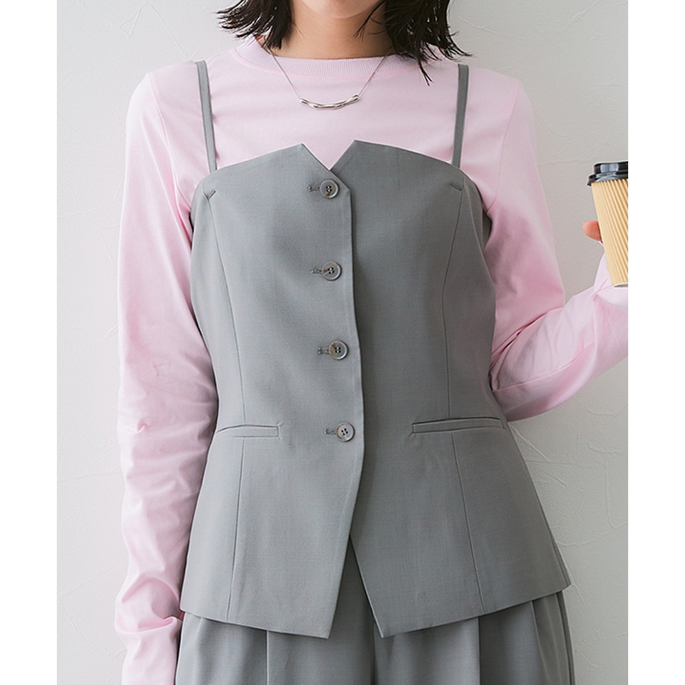 【みさとさんコラボ】フロントボタンビスチェ(しわになりにくい・UVカット) 大きいサイズ20