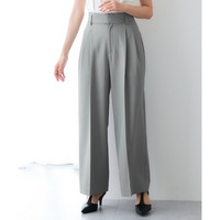 【みさとさんコラボ】センタープレスタックワイドパンツ(しわになりにくい・UVカット) 大きいサイズ