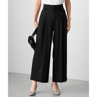 【みさとさんコラボ】センタープレスタックワイドパンツ（しわになりにくい・UVカット） 大きいサイズ