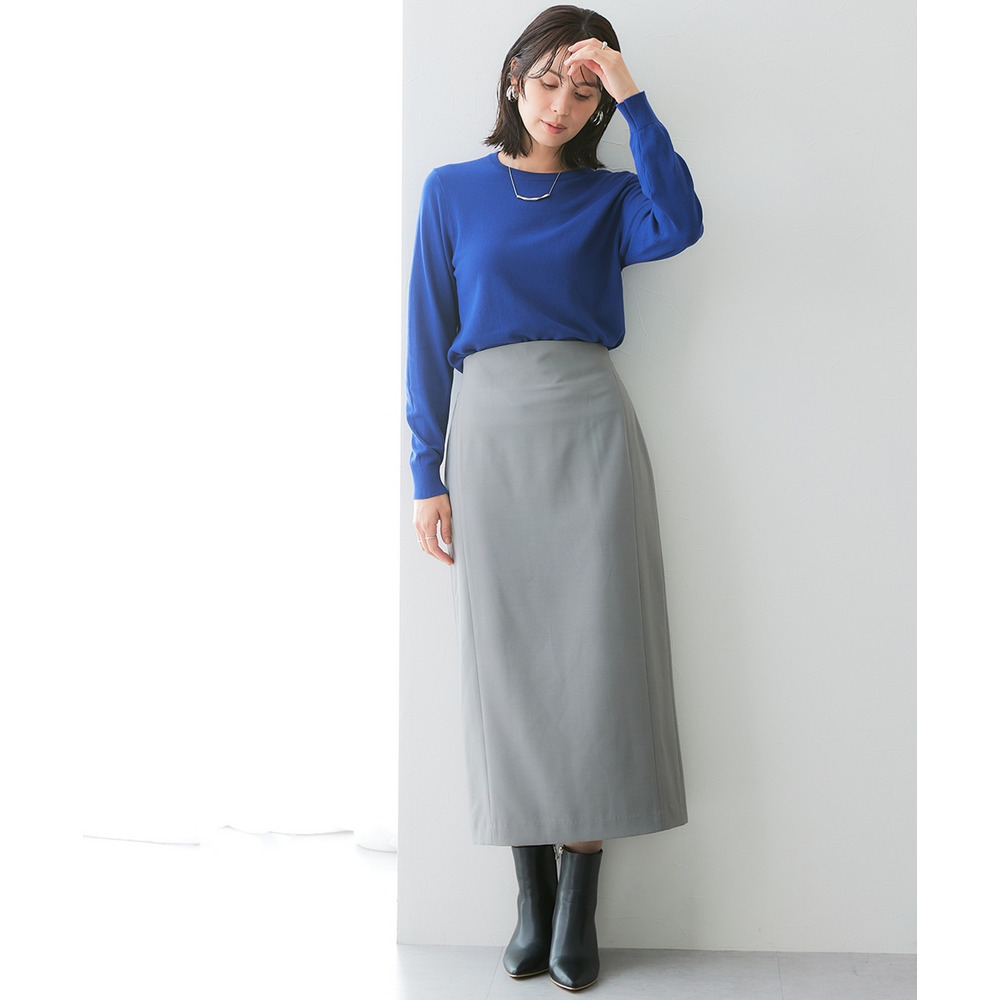 【みさとさんコラボ】カーブウエストタイトスカート(しわになりにくい・UVカット) 大きいサイズ13