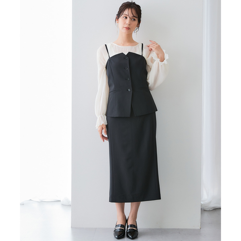 【みさとさんコラボ】カーブウエストタイトスカート(しわになりにくい・UVカット) 大きいサイズ14