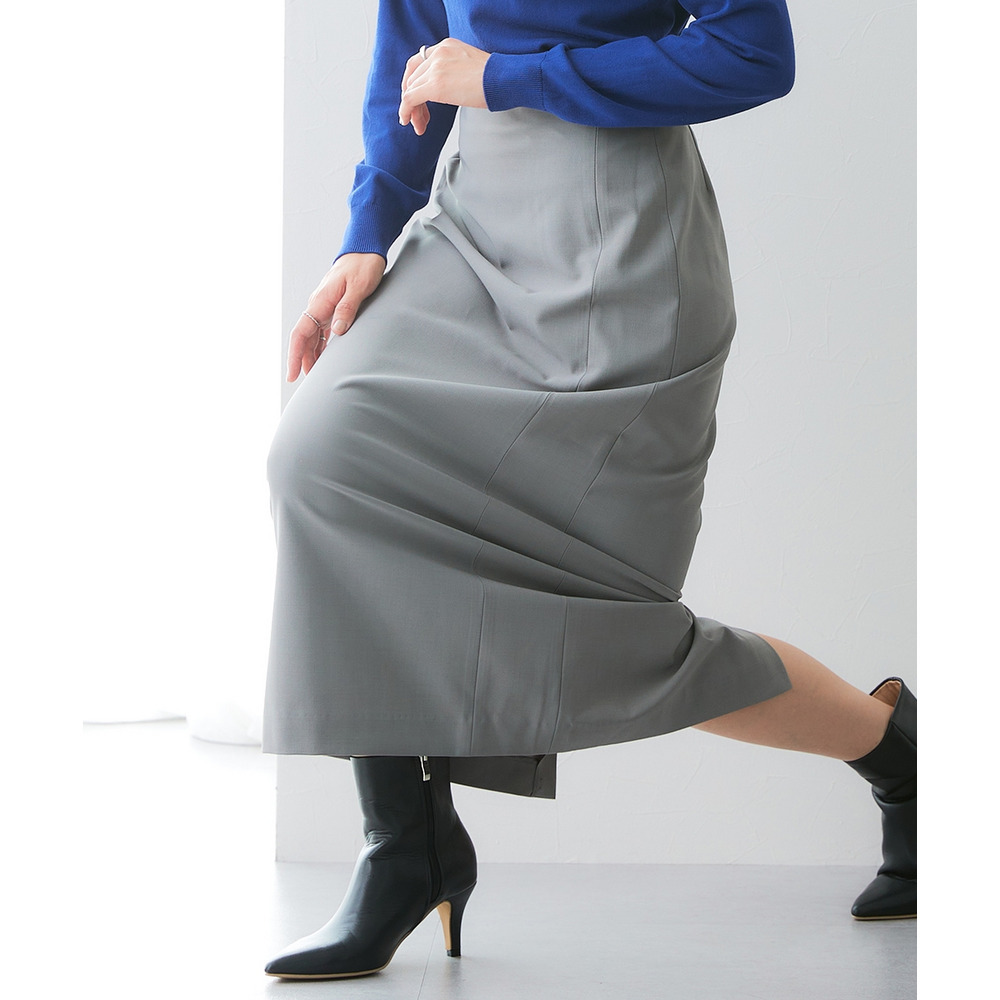 【みさとさんコラボ】カーブウエストタイトスカート(しわになりにくい・UVカット) 大きいサイズ27