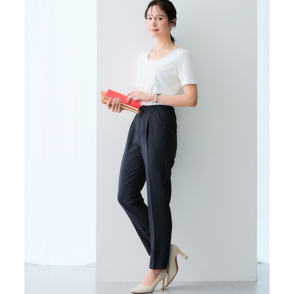 (選べる2タイプ)透け対策シルケット加工ダブルフロント半袖トップス 大きいサイズ19