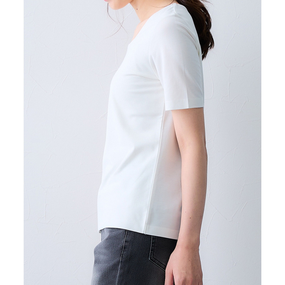 (選べる2タイプ)透け対策シルケット加工ダブルフロント半袖トップス 大きいサイズ23