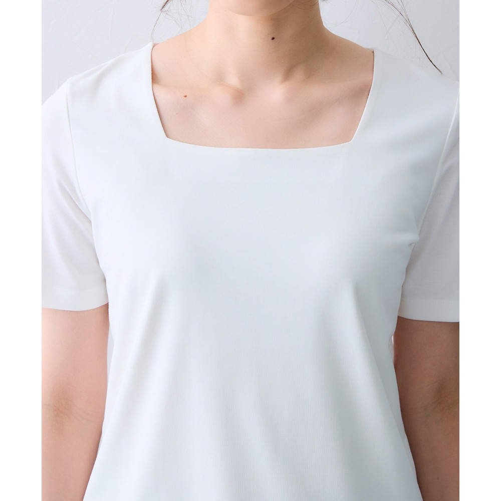 (選べる2タイプ)透け対策シルケット加工ダブルフロント半袖トップス 大きいサイズ25