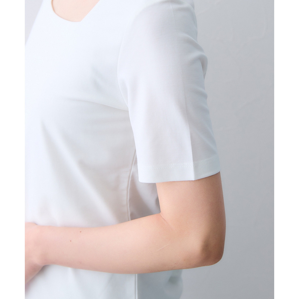 (選べる2タイプ)透け対策シルケット加工ダブルフロント半袖トップス 大きいサイズ26