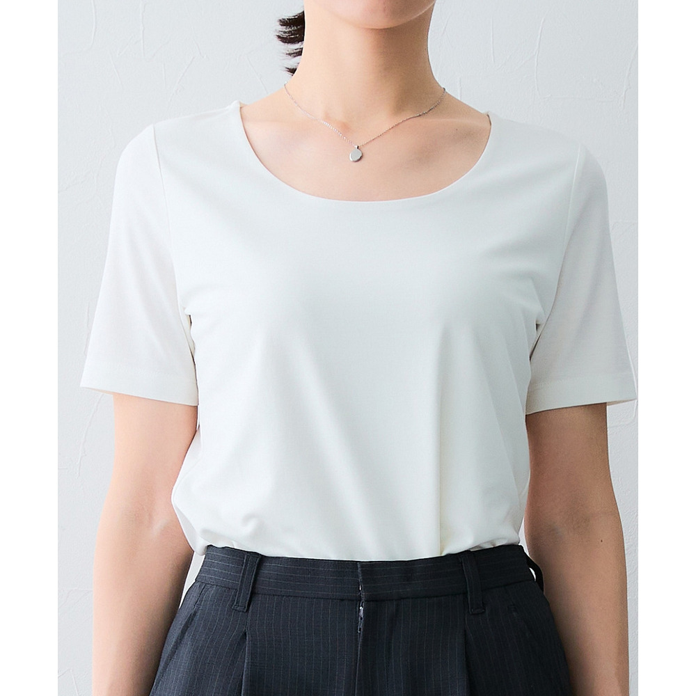 (選べる2タイプ)透け対策シルケット加工ダブルフロント半袖トップス 大きいサイズ27