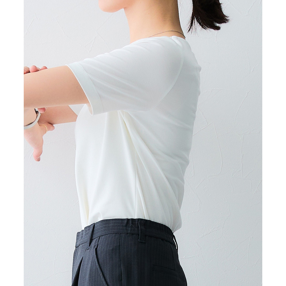 (選べる2タイプ)透け対策シルケット加工ダブルフロント半袖トップス 大きいサイズ28