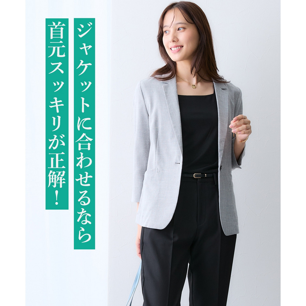 (選べる2タイプ)透け対策シルケット加工ダブルフロント半袖トップス 大きいサイズ4