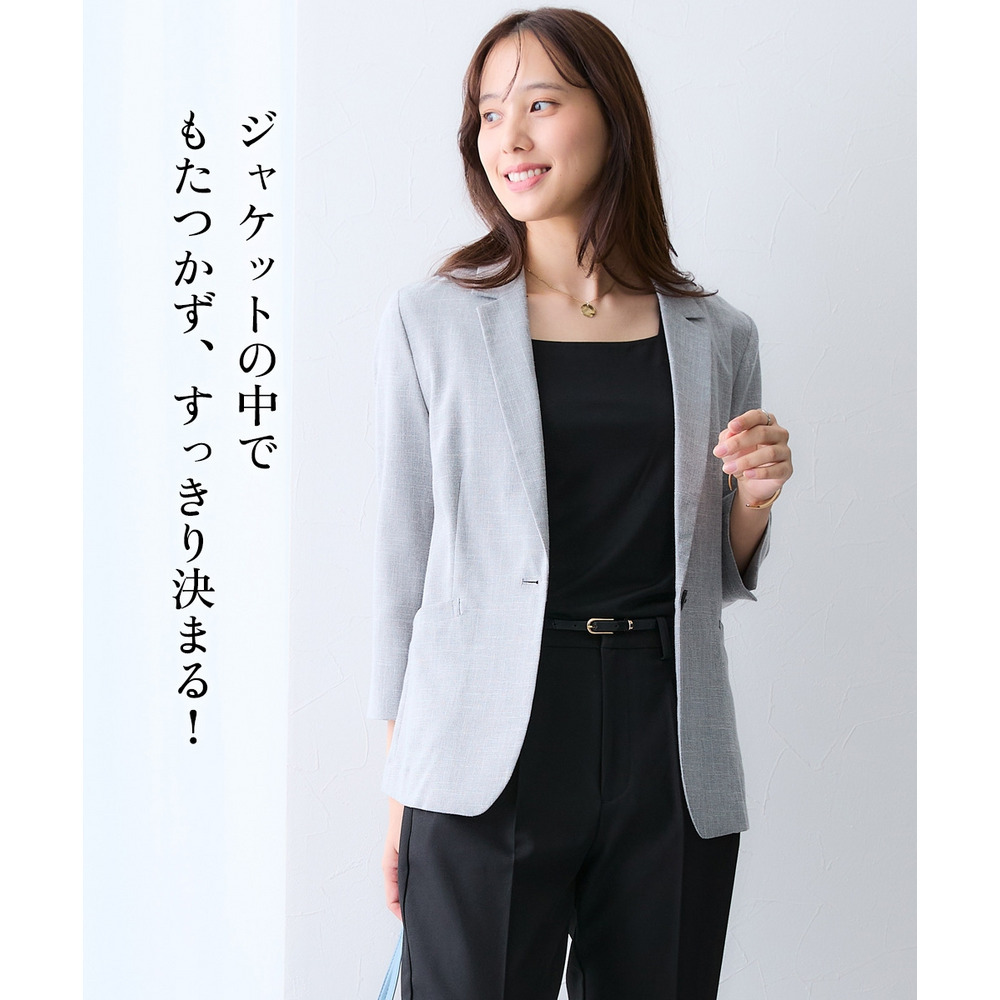 (選べる2タイプ)透け対策シルケット加工ダブルフロント半袖トップス 大きいサイズ9