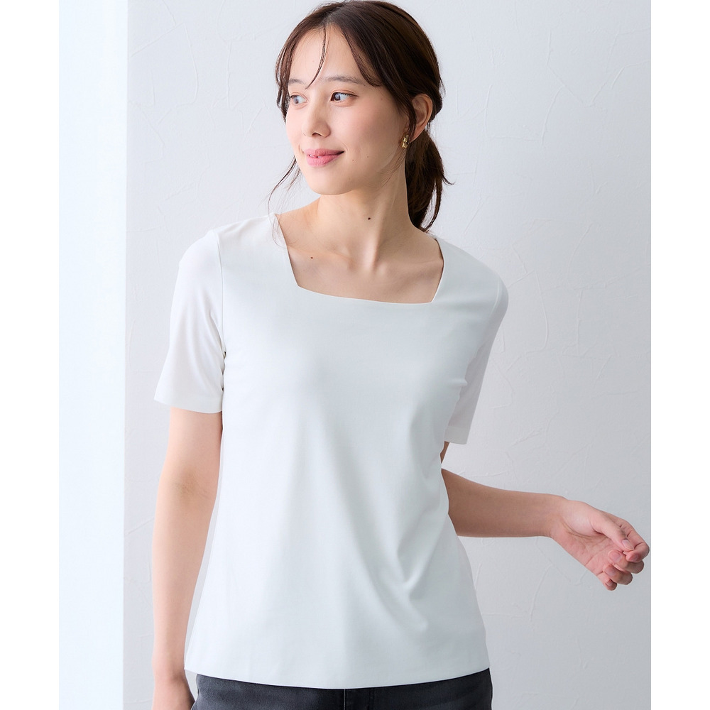 (選べる2タイプ)透け対策シルケット加工ダブルフロント半袖トップス 大きいサイズ1