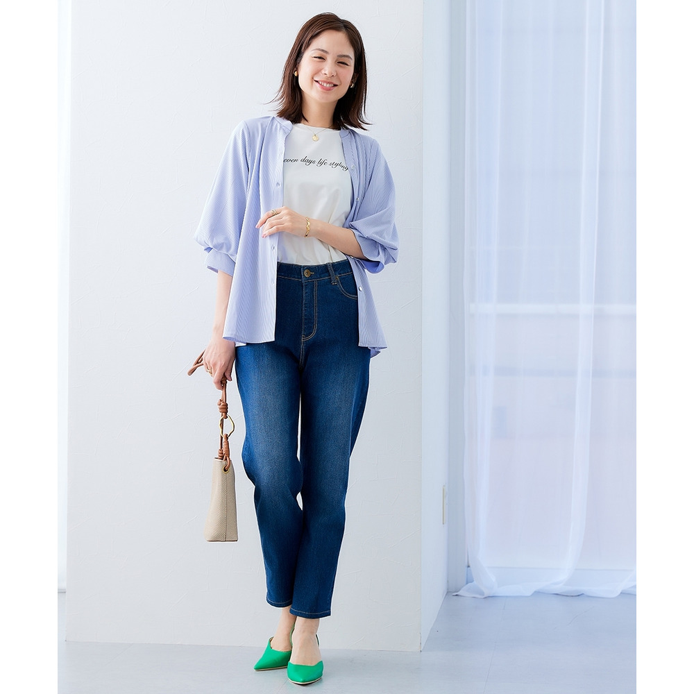 カットソー素材メタルボタンタックスリーブシャツ 大きいサイズ12