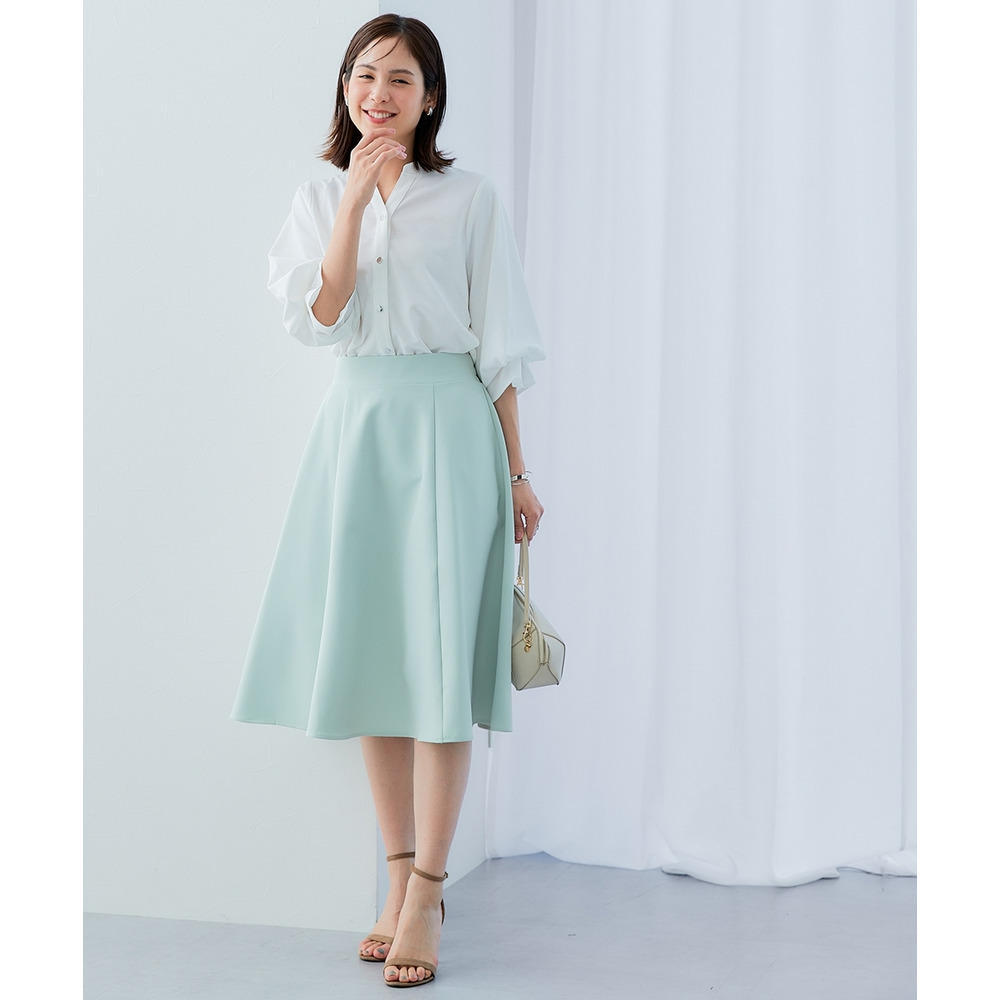 カットソー素材メタルボタンタックスリーブシャツ 大きいサイズ13