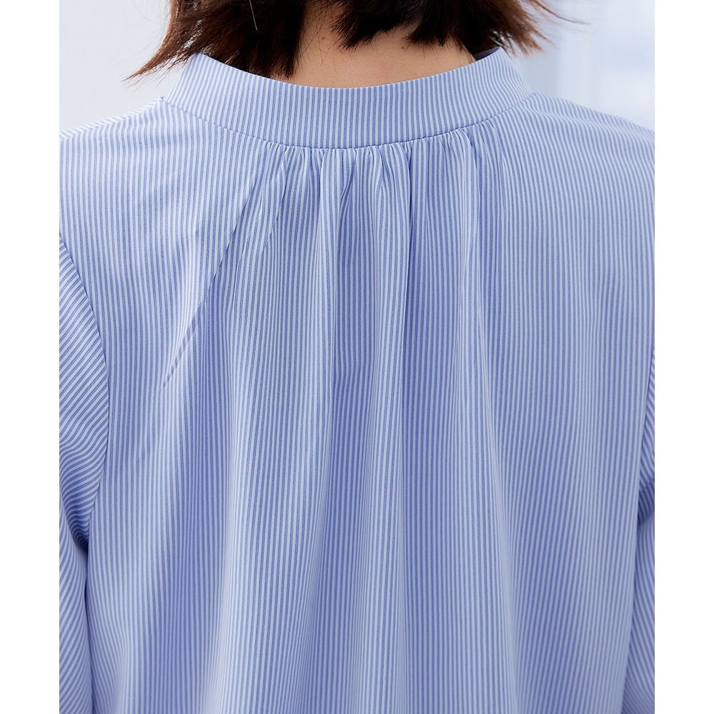 カットソー素材メタルボタンタックスリーブシャツ 大きいサイズ24