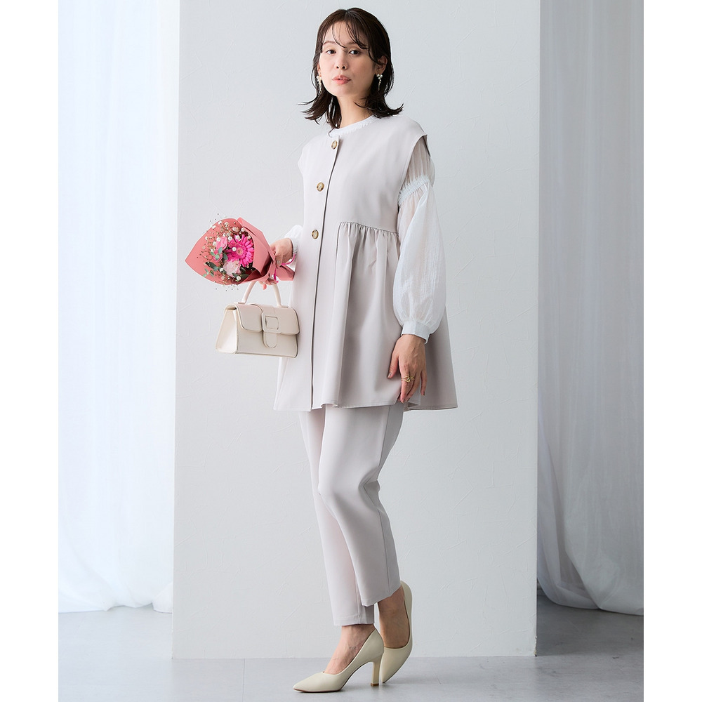 ストライプシアーボリューム袖ブラウス 大きいサイズ11