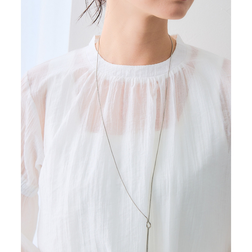 ストライプシアーボリューム袖ブラウス 大きいサイズ20