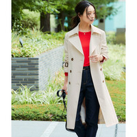 【花粉がつきにくい】トレンチコート（裏地ストライプ・共布ベルト付）（はっ水） 大きいサイズ