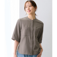 麻調合繊ポケットハーフスリーブシャツ（しわになりにくい・接触冷感・UVカット・ウォッシャブル） 大きいサイズ