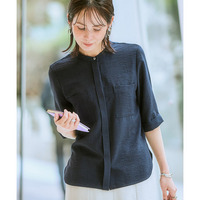 麻調合繊ポケットハーフスリーブシャツ（しわになりにくい・接触冷感・UVカット・ウォッシャブル） 大きいサイズ