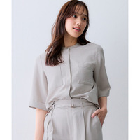 麻調合繊ポケットハーフスリーブシャツ（しわになりにくい・接触冷感・UVカット・ウォッシャブル） 大きいサイズ