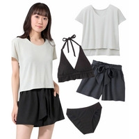 【4点セット】水陸両用透け感Tシャツ・パンツ付きビキニ水着（MU045-B） 大きいサイズ