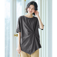 綿100％汗染みしにくいクロスデザイン5分袖Tシャツ 大きいサイズ