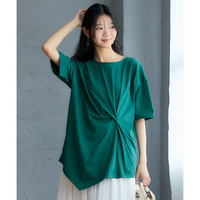 綿100％汗染みしにくいクロスデザイン5分袖Tシャツ 大きいサイズ