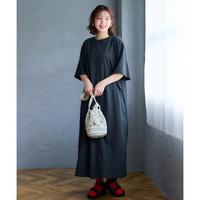 綿100％汗染みしにくいサイドスリットワンピース 大きいサイズ
