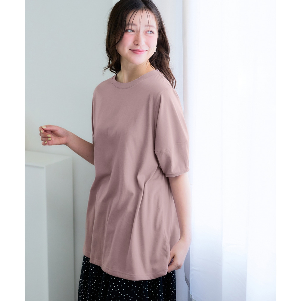 【汗染みしにくい】ランタンスリーブチュニック 大きいサイズ1