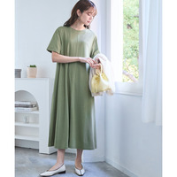 【汗染みしにくい】配色ステッチワンピース 大きいサイズ