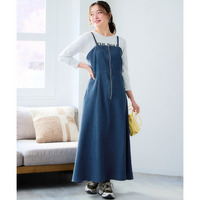 フロントジップデニムキャミワンピース 大きいサイズ