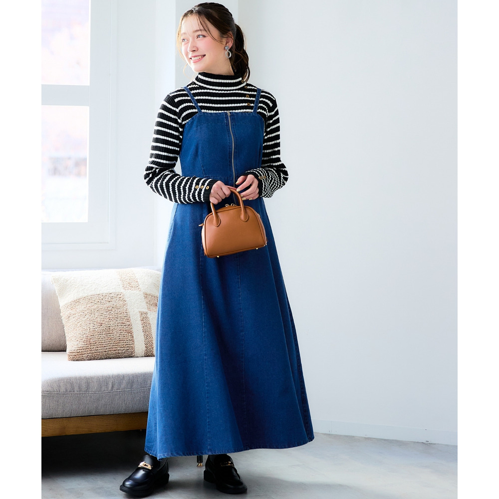 フロントジップデニムキャミワンピース 大きいサイズ13