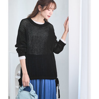 ゆるシルエット透かし編ニットプルオーバー 大きいサイズ