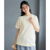 かぎ針ネック綿混半袖ソフトカットソープルオーバー 大きいサイズ