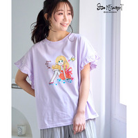 【水森亜土】袖フリルプリントTシャツ 大きいサイズ
