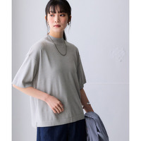 【アイスクリーンプレミアム】ハイネック5分袖ニットトップス（持続冷感・接触冷感・毛玉になりにくい・UVカット・洗濯機で洗える・遮熱） 大きいサイズ