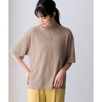 【アイスクリーンプレミアム】ハイネック5分袖ニットトップス（持続冷感・接触冷感・毛玉になりにくい・UVカット・洗濯機で洗える・遮熱） 大きいサイズ