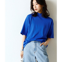 【アイスクリーンプレミアム】ハイネック5分袖ニットトップス（持続冷感・接触冷感・毛玉になりにくい・UVカット・洗濯機で洗える・遮熱） 大きいサイズ