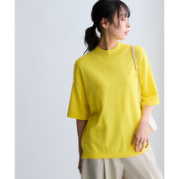 【アイスクリーンプレミアム】ハイネック5分袖ニットトップス（持続冷感・接触冷感・毛玉になりにくい・UVカット・洗濯機で洗える・遮熱） 大きいサイズ