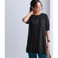 【アイスクリーンプレミアム】チュニック丈5分袖ニット（持続冷感・接触冷感・毛玉になりにくい・UVカット・洗濯機で洗える・遮熱） 大きいサイズ